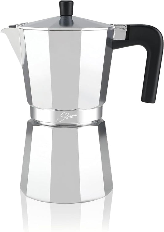 3 Cup Stovetop Espresso Maker Italian Moka Pot, Stove Top Cuban Coffee Maker, Greca Mocha Pot(Basic, 5 oz/150ml) by Solazzia