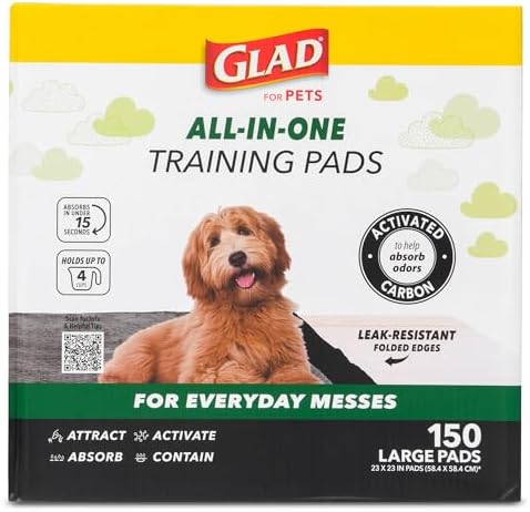 Glad for Pets Black Charcoal Puppy Pads, Large, 150 Count by GladTrashFoodStorage