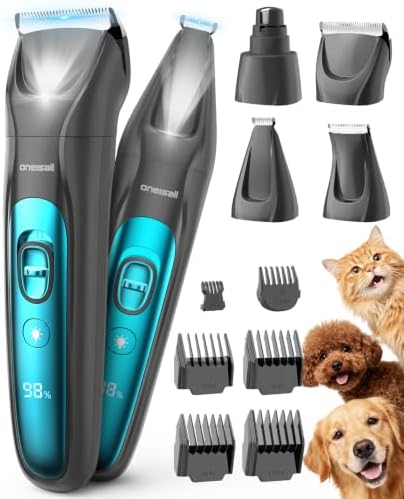 oneisall Professional 4-in-1 Dog Grooming Kit with LED Light by oneisall