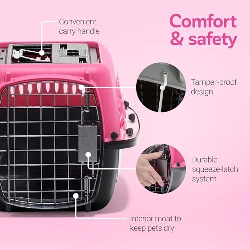 Petmate Two Door Plastic Pet Kennel, XS 19in, Pink, up to 10lbs - Image 6