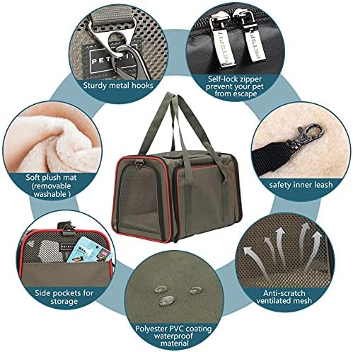 Petsfit Expandable Cat Carrier Dog Carriers,Airline Approved Soft-Sided Portable Pet Travel Washable Carrier for Kittens,Puppies,Removable Soft Plush mat and Pockets,Locking Safety Zippers - Image 6