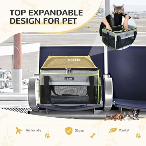 Lekereise Top-Expandable Pet Carrier 18x11x11Inch Delta American United Airline Approved Soft Sided Underseat to 15lbs Travel Carriers for Small Dogs Cats with Locking Safety Zippers Anti-Scratch Mesh - Image 6