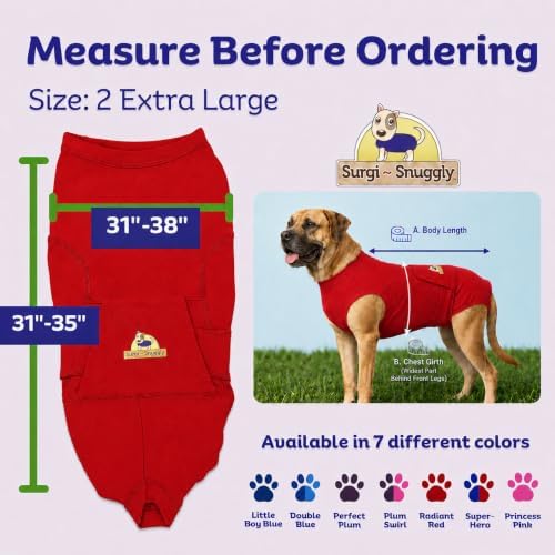 Surgi Snuggly Dog Surgery Recovery Suit, Cone Alternative, Spay/Neuter 2XL - Image 5