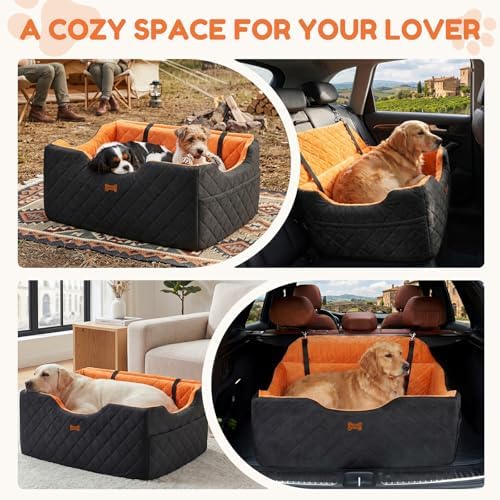 Dog Car Seat for Large Medium Dogs up to 55 lbs, Black - Image 3