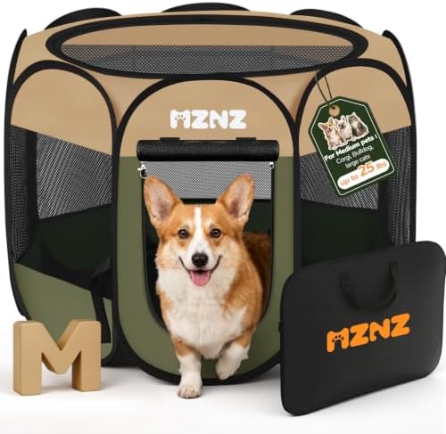 Dog Cat Small Animal Puppy Playpen Crate, Medium, Olive Green by MZNZ