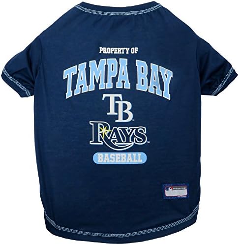 MLB Tampa Bay Rays Dog T-Shirt Extra Large. - Licensed Shirt for Pets Team Colored with Team Logos- Premium Stretchable Materials for The Comfort of Your Dog & Cat by PETSFIRST