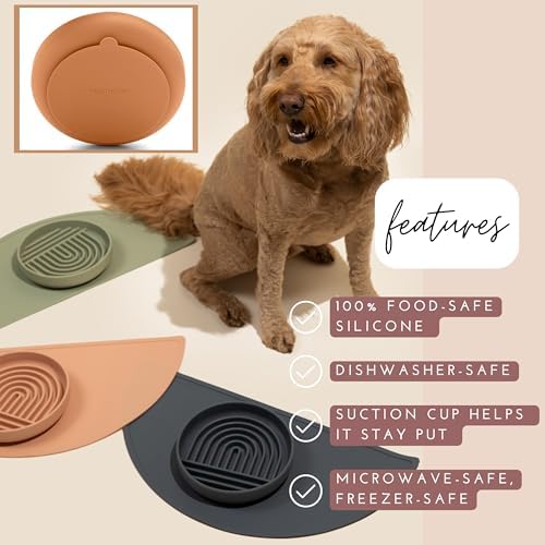 Slow Feeder Dog Bowl - Silicone Dog Bowl, Medium, 7.5" x 1.5" - Tan - Image 4