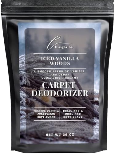 Lapew Iced Vanilla Woods Carpet Deodorizer Powder - Pet Safe Freshener for Vacuuming | Scented Odor Eliminator for Home | 36 oz by Lapew