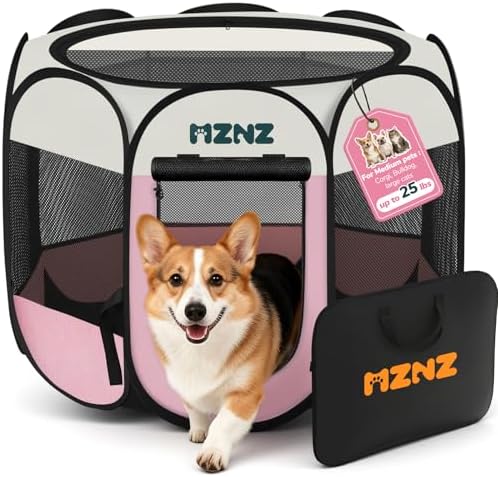Dog Cat Small Animal Puppy Playpen Crate, Medium, Pink by MZNZ