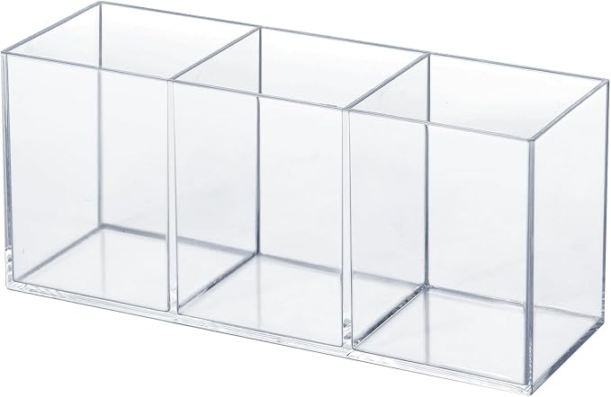 elysolpluv Clear Acrylic Silverware & Pen Organizer Caddy, Transparent Plastic Silverware Holder, Perfect for Office, Bedroom, and Bathroom Storage by elysolpluv