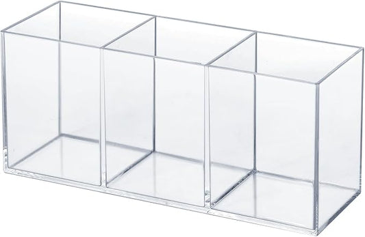 elysolpluv Clear Acrylic Silverware & Pen Organizer Caddy, Transparent Plastic Silverware Holder, Perfect for Office, Bedroom, and Bathroom Storage by elysolpluv