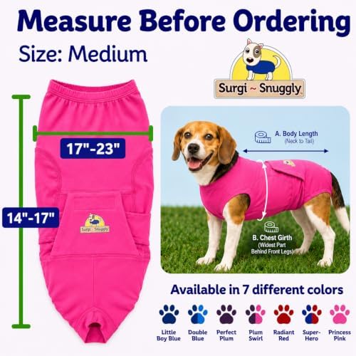 Surgi Snuggly Dog Surgery Recovery Suit, Cone Alternative, Spay/Neuter M - Image 6