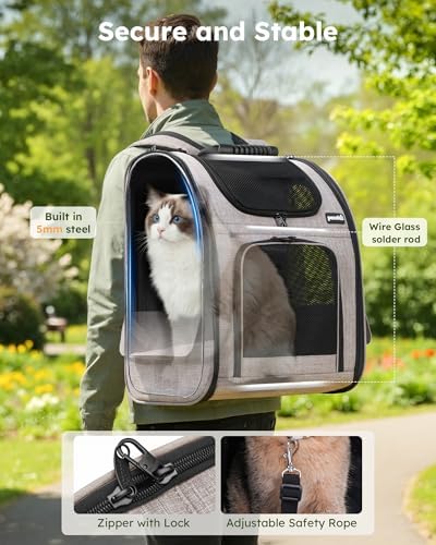 pecute Cat Backpack Expandable, Dog Carrier Backpack Breathable, Large - Image 5