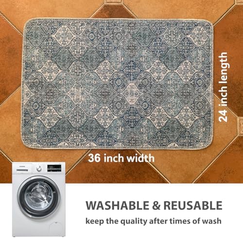 nunubaby Washable Pee Pads for Dogs, Stylish, Non-Slip and Leak-Proof Pee Pads. Reusable Potty Pads for Dogs for Crates and Floors.(Blue/Multi, 24" x36" ) - Image 4