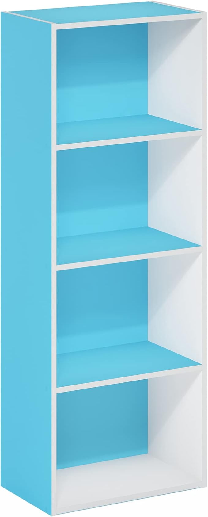 Furinno Luder Bookcase / Book / Storage, 4-Tier, Light Blue/White - Image 7