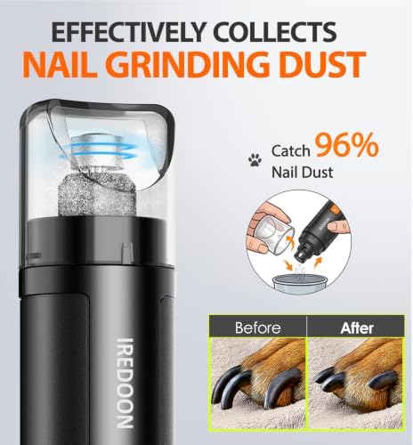 IREDOON Dog Nail Grinder with 4 LED Lights, 3 Speeds Super Quiet for Pets - Image 6