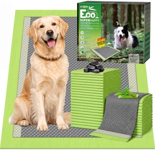 CROCI Charcoal Puppy Pads with Adhesive Tabs 2X Odor Control 30x36in 40Ct by CROCI