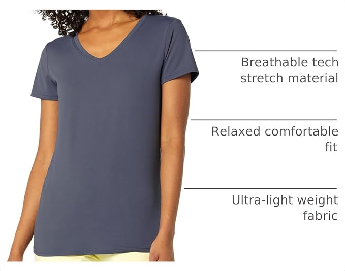 Amazon Essentials Women's Active Quick Dry Tech Stretch Short-Sleeve V-Neck T-Shirt (Available in Plus Size), Pack of 2 - Image 5
