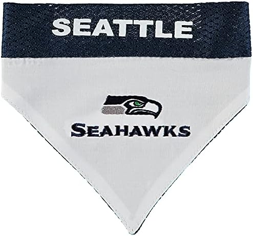 Pets First NFL DOG BANDANA - SEATTLE SEAHAWKS REVERSIBLE PET BANDANA. 2 Sided Sports Bandana with a PREMIUM Embroidery TEAM LOGO, Large/X-Large. - 2 Sizes & 32 NFL Teams available by PETSFIRST