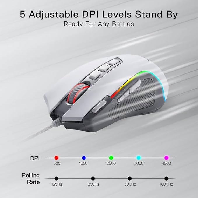 Redragon M612 Wired RGB Optical Gaming Mouse 8000 DPI Remapping Keys | Stable Lag-Free Connection, Redefine Keybinding Macro, Rapid-Fire Side Clicker, Vibing Backlight - Image 3