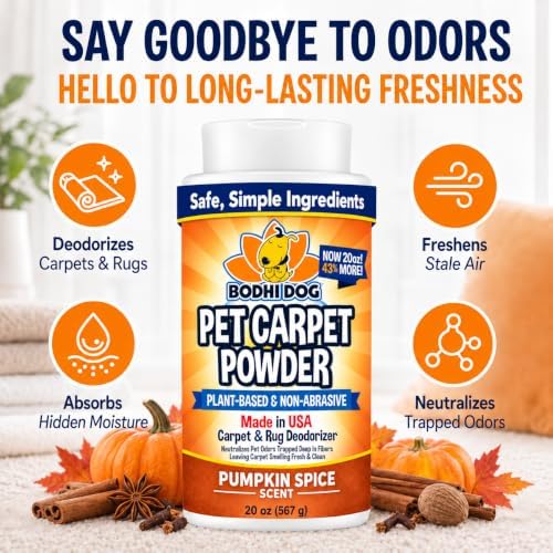 Bodhi Dog Natural Carpet Deodorizer Powder - Dry Pet Smell Eliminator & Urine Odor Remover - Loosens Fur & Dirt - Plant-Based Room Freshener for Vacuuming Home - Pumpkin Spice (Pack of 1) - Image 2