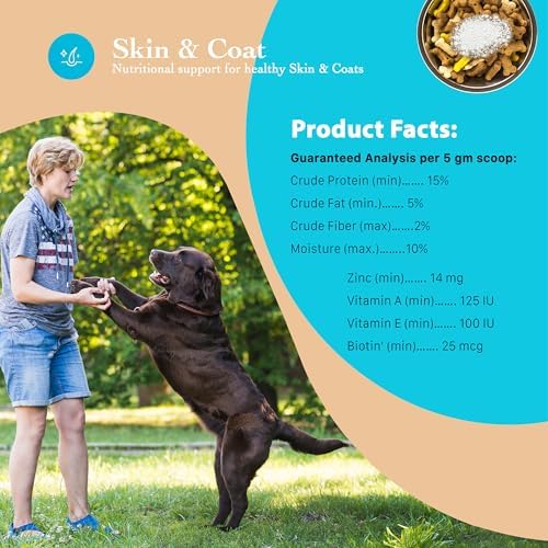 Skin and Coat Supplement Powder for Large Dogs- Anti Allergy Treatment and Itching Relief- with Vitamins A, E and Biotin - Care Products and Shedding Control Supplements for Itchy Pets - Image 2
