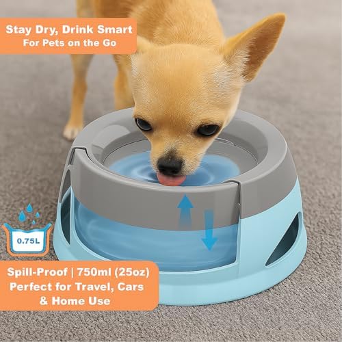 Pets No-Spill Slobber Stopper Water Bowl,Splash Proof Drinking Bowl for Home and Travel,No Messy No Drip No Sloppy Water Bowl for Sm-Med Dogs/Cats/Pets 25OZ - Image 3