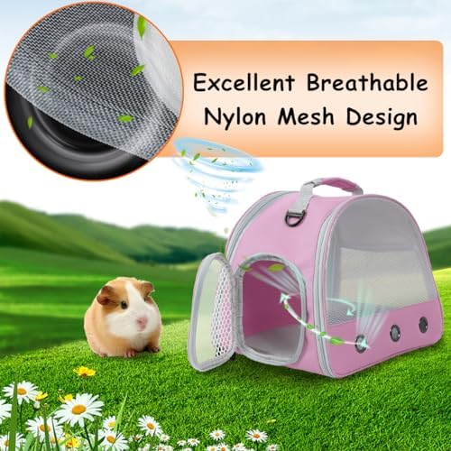 Breathable Guinea Pig Carrier Backpack with Nylon Mesh Window Portable Carrier for Guinea Pig, Bunny Bearded Dragon Bird Chinchilla Ferret Travel Outdoor - Image 4