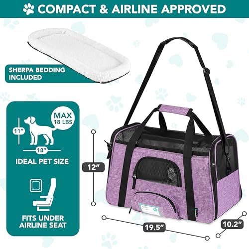 PetAmi Airline Approved Pet Carrier Cats & Small Dogs, Large Heather Purple - Image 2