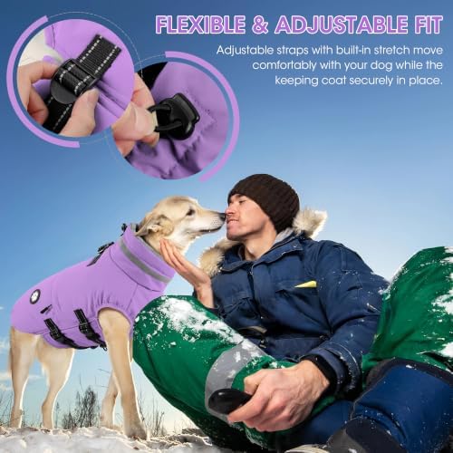 Dogcheer Dog Winter Coat with Harness, Waterproof Fleece Dog Winter Jacket - Image 5