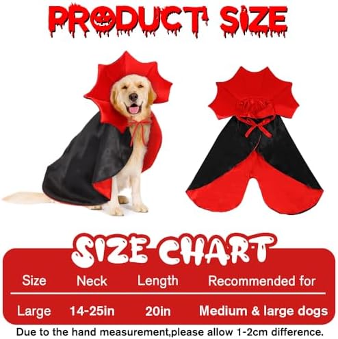 Halloween Dog Cat Costume Vampire Devil Cape for L or XL Adjustable Cloak - Image 2