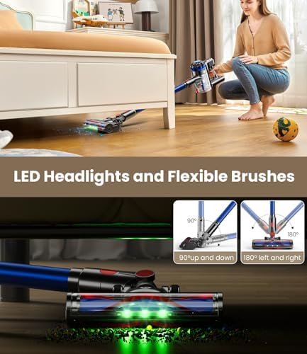 KARDV Cordless Vacuum Cleaner, 500W/40Kpa Vacuum Cleaners for Home, 60Mins Stick Vacuum with LED Display, Anti-Tangle Wireless Vacuum, 8 in 1 Lightweight Vacuum for Hard Floors Carpet Pet Hair - Image 6