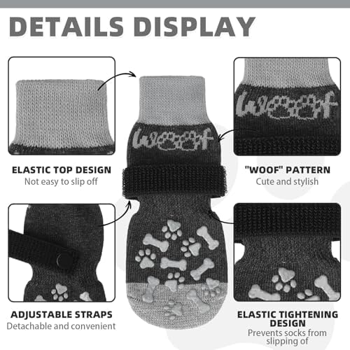 KOOLTAIL Dog Socks Shoes for Hot Pavement to Prevent Licking Paws, Winter Dog Boots&Paw Protector for Hardwood Floors Anti Slip,Traction Control Grip Booties for Small Medium Large Senior Dogs,Black M - Image 2