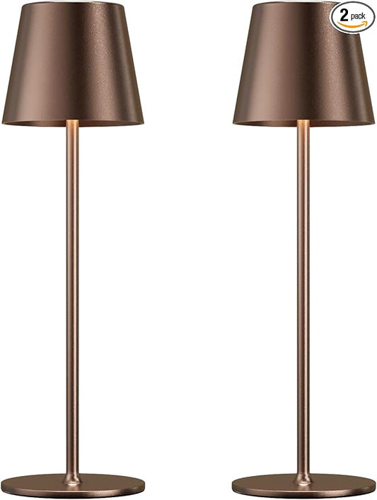 Cordless Table Lamp Rechargeable Brown - KK 2 Pack 5000mAH Battery Operated Lamp for Counter, 3 Color Stepless Dimming Wireless Lamp for Dining Table, Kitchen Counter, Outdoor Patio, Touch Control by KakanuoLightings