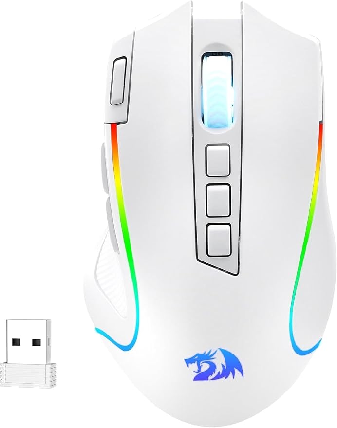 Redragon M612 Wireless RGB Optical Gaming Mouse 8000 DPI Remapping Keys | Cable-Free 0 Delay, Redefine Keybinding Macro, Vibing Backlight, Ergonomic Grip Body Comfort by REDRAGON