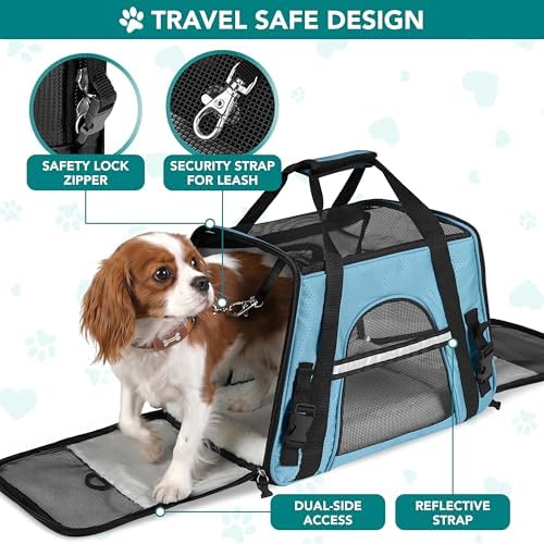 PetAmi Airline Approved Pet Carrier for Cats & Small Dogs, Large Light Blue - Image 4