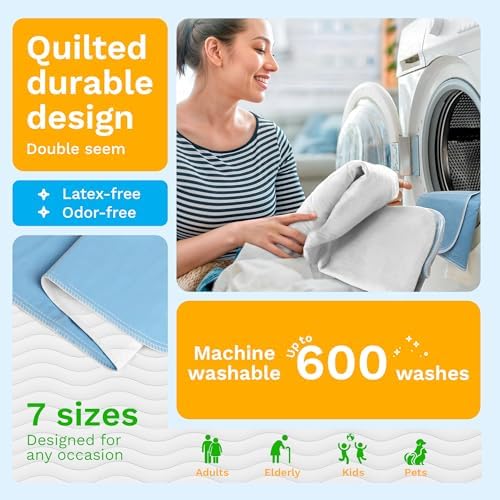 GREEN LIFESTYLE Washable Underpads - Large Bed Pads for use as Incontinence Bed Pads, Reusable Pet Pads, Great for Dogs, Cats, Bunny, Seniors Bed Pad (Pack of 2 - 34x52) - Image 2