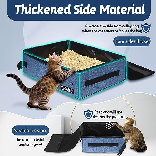 Petskd Portable Cat Travel Litter Box with Lid, Blue - Image 4