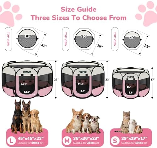 Dog Cat Small Animal Puppy Playpen Crate, Small, Pink - Image 2
