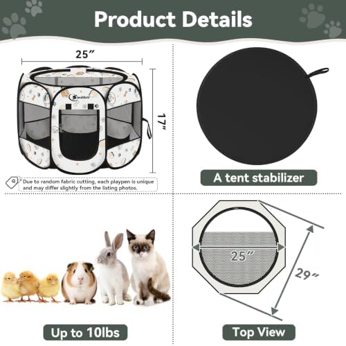 Siedihit Dog Playpen Indoor Outdoor for Puppy Pet Crate Tent(Cute, Small) - Image 3