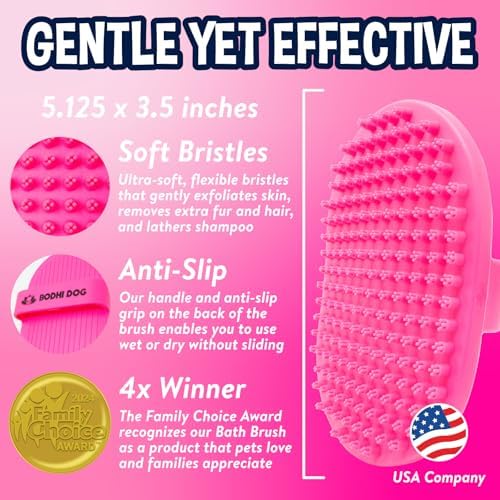 Bodhi Dog Shampoo Brush - Pet Grooming & Bath Supplies for Dogs and Cats - Bath Brush for Long & Short Hair - Premium Scrubber for Shower, Showerhead, Sprayer & Bathing (Two Pack, Pink) - Image 5