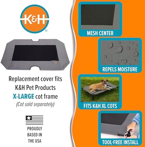 K&H Outdoor Elevated Dog Bed Pet Cot Replacement Cover, XL 50x32in, Gray - Image 4