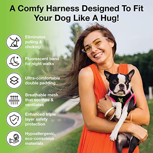 EcoBark Small Dog Harness - Luxury Soft Step in Dog Harnesses for Puppy & Small Dogs - Reflective Mini Body Halter Vest for Little Dogs (Black and Pink, Small) - Image 2