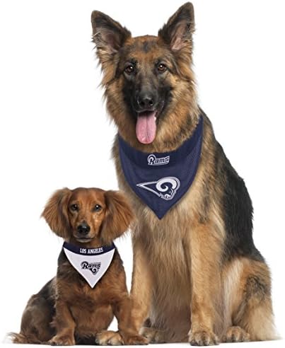 NFL DOG BANDANA - LOS ANGELES RAMS REVERSIBLE PET BANDANA. 2 Sided Sports Bandana with a PREMIUM Embroidery TEAM LOGO, Large/X-Large. - 2 Sizes & 32 NFL Teams available - Image 3