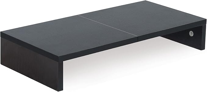 TEAMIX 20 Inch Monitor Stand Riser, Black Desktop Stand for PC/TV/Laptop/Printer, Wood Monitor Riser with Storage, Computer Stand Keyboard Organizer by TEAMIX