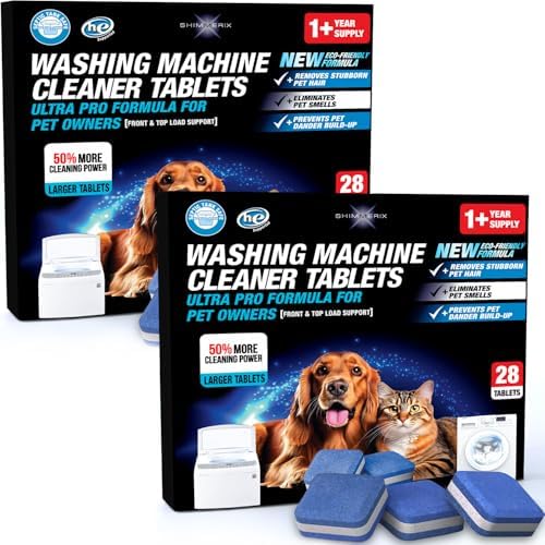 Washing Machine Cleaner New Ultra Pro Tablets, 50% Stronger for Pet Owners by SHIMMERIX