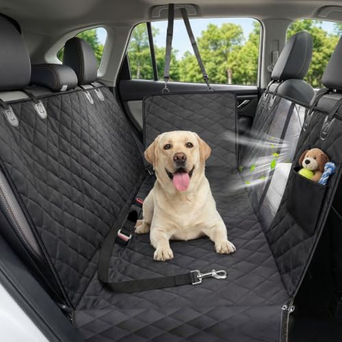 Dog Car Seat Cover, 600D Heavy Dute Car Seat Cover for Dogs Pets, 100% Waterproof Anti-Scratch Nonslip Dog Hammock for Cars, Seat Covers Protector with SeatBelt for Sedan SUV Truck Standard Black by Victoper