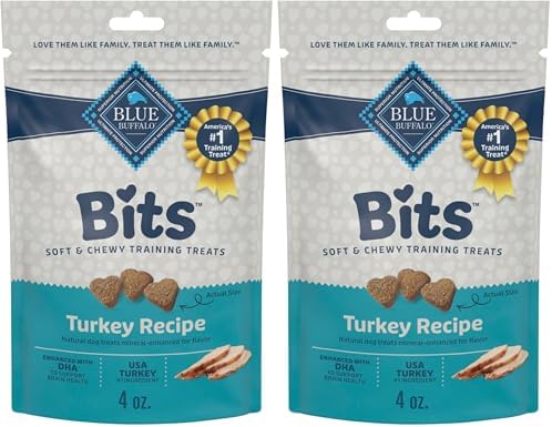 Blue Buffalo Blue Bits Natural Soft-Moist Training Dog Treats, Turkey Recipe 4-oz Bag (Pack of 2) by BlueBuffaloCompanyLtd
