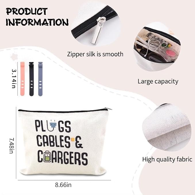 Travel Charger Organizer Bag for Cords and Cables Plug Charging Bag Earphone Storage Pouch Small Electronic Makeup Bags Wire Charge Holder Pouch with Zipper Usb Pouches for Travel Gifts for Men Women - Image 5
