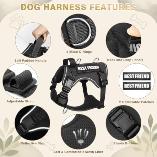 WINSEE No Pull Tactical Dog Harness and Leash Set with 2 Patches - Image 5